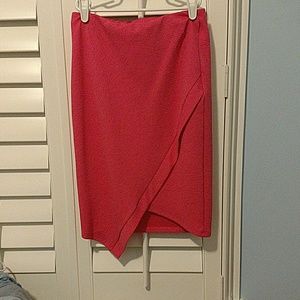 Bright pink midi skirt